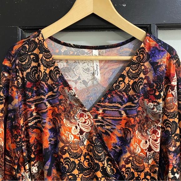 Maxi Faux Wrap Dress with Side Tie Hippie Indie Boho Hippster Plus Size 1X - Picture 7 of 15